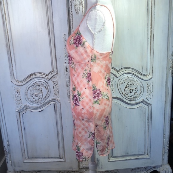 Body Chic Size Medium Spaghetti Strap Plaid and Floral Sheer Nighty Vintage - Picture 6 of 11